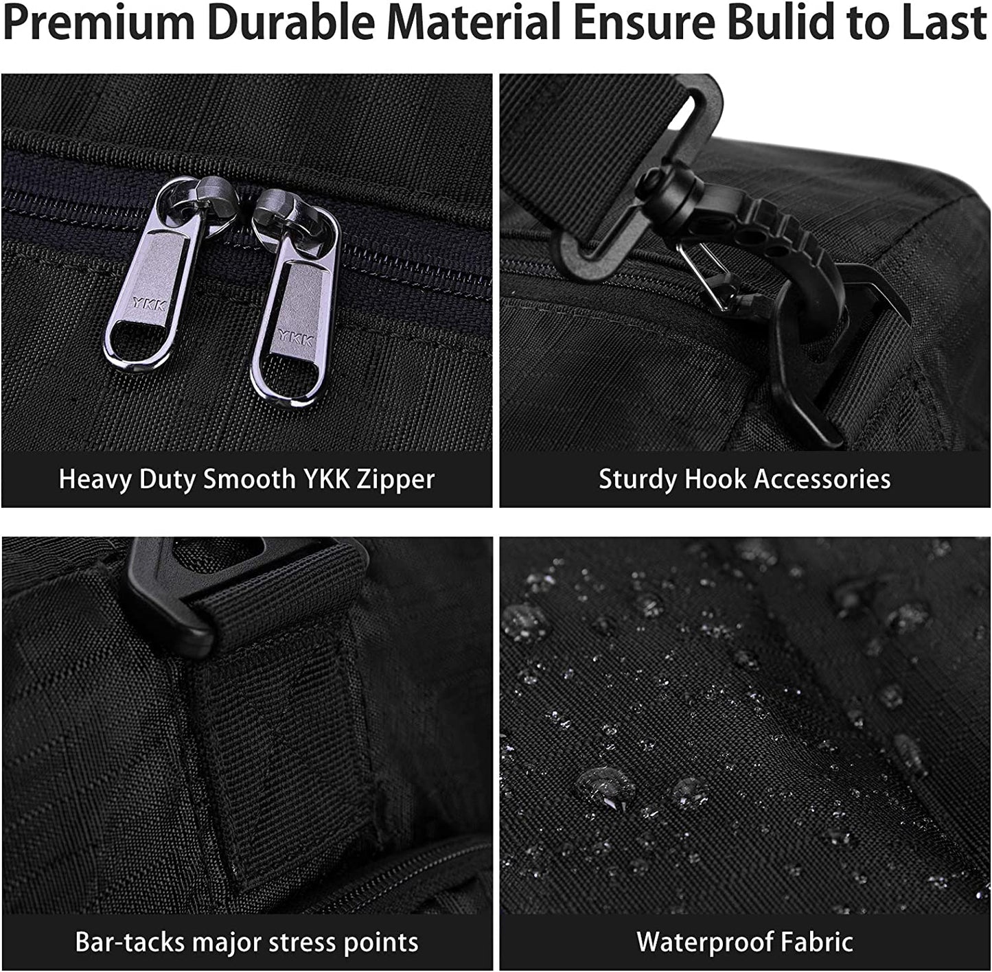 Duffel Bags for Traveling, 65L Carry on Foldable Weekender Overnight Bag for Men Women Waterproof Weekend Travel Duffle Bags with Shoe Compartment,Black